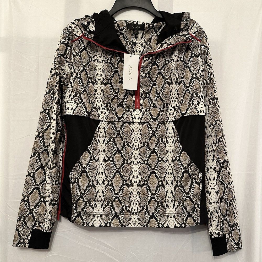 Alala Women's Size Xs Red Snake Print 1/4 Zip Windbreaker Jacket Athleisure Nwt